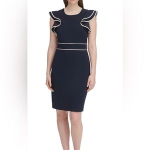 Timmy Hilfiger Sz 4 Navy Flutter Sleeve Dress